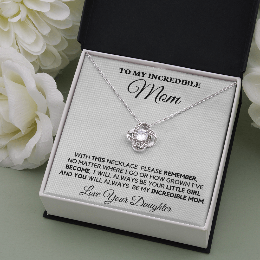 Gift for Mom| Mother's Day, Birthday Gift, Love Knot Necklace Jewelry w/ Custom Message Card, 418TND1