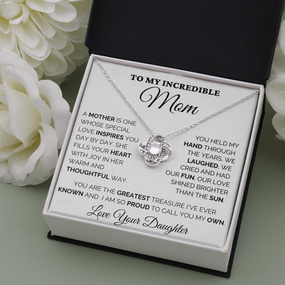 Gift for Mom| Mother's Day, Birthday Gift, Love Knot Necklace Jewelry w/ Custom Message Card, 418SLD1