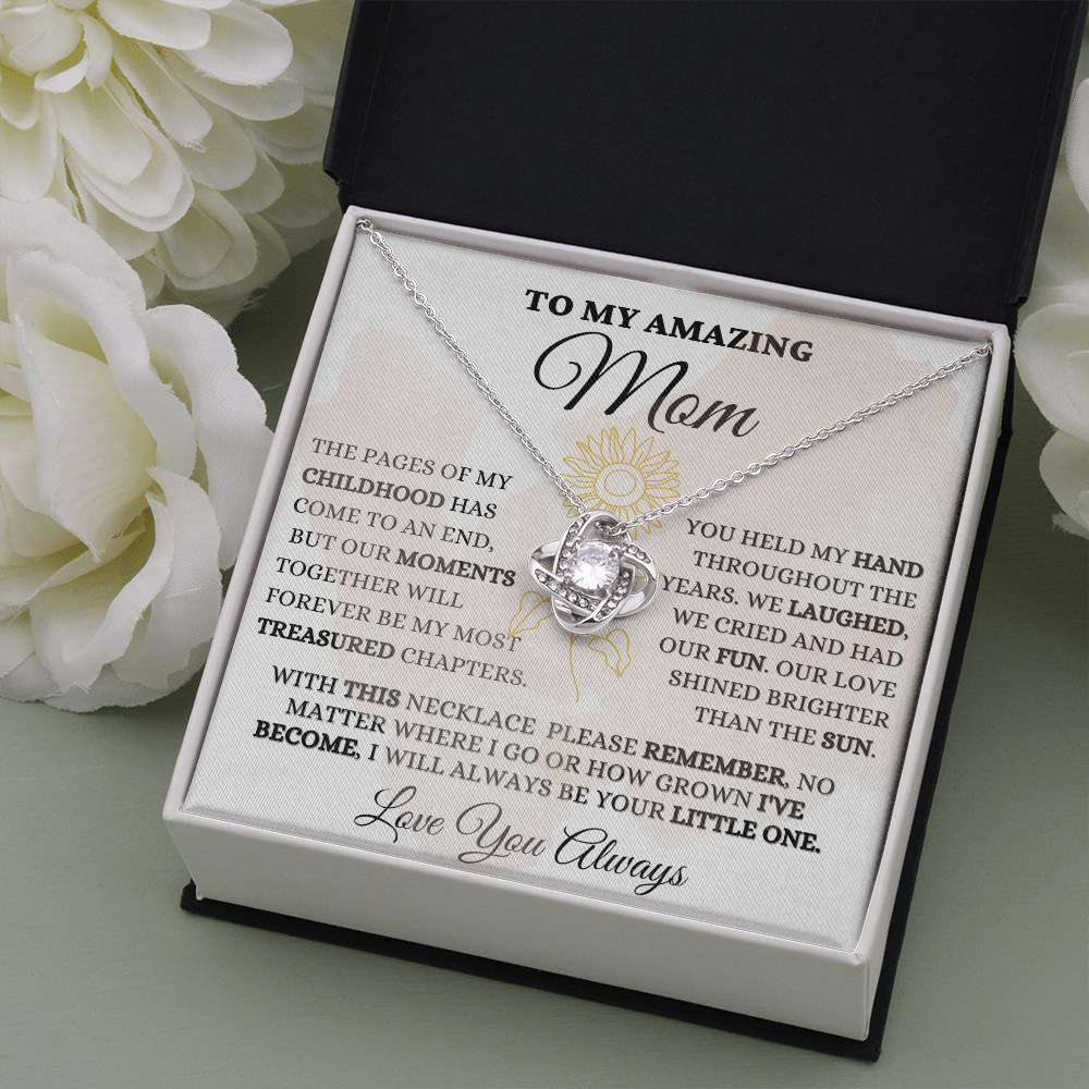 Gift for Mom| Mother's Day, Birthday Gift, Love Knot Necklace Jewelry w/ Custom Message Card, 424eMC