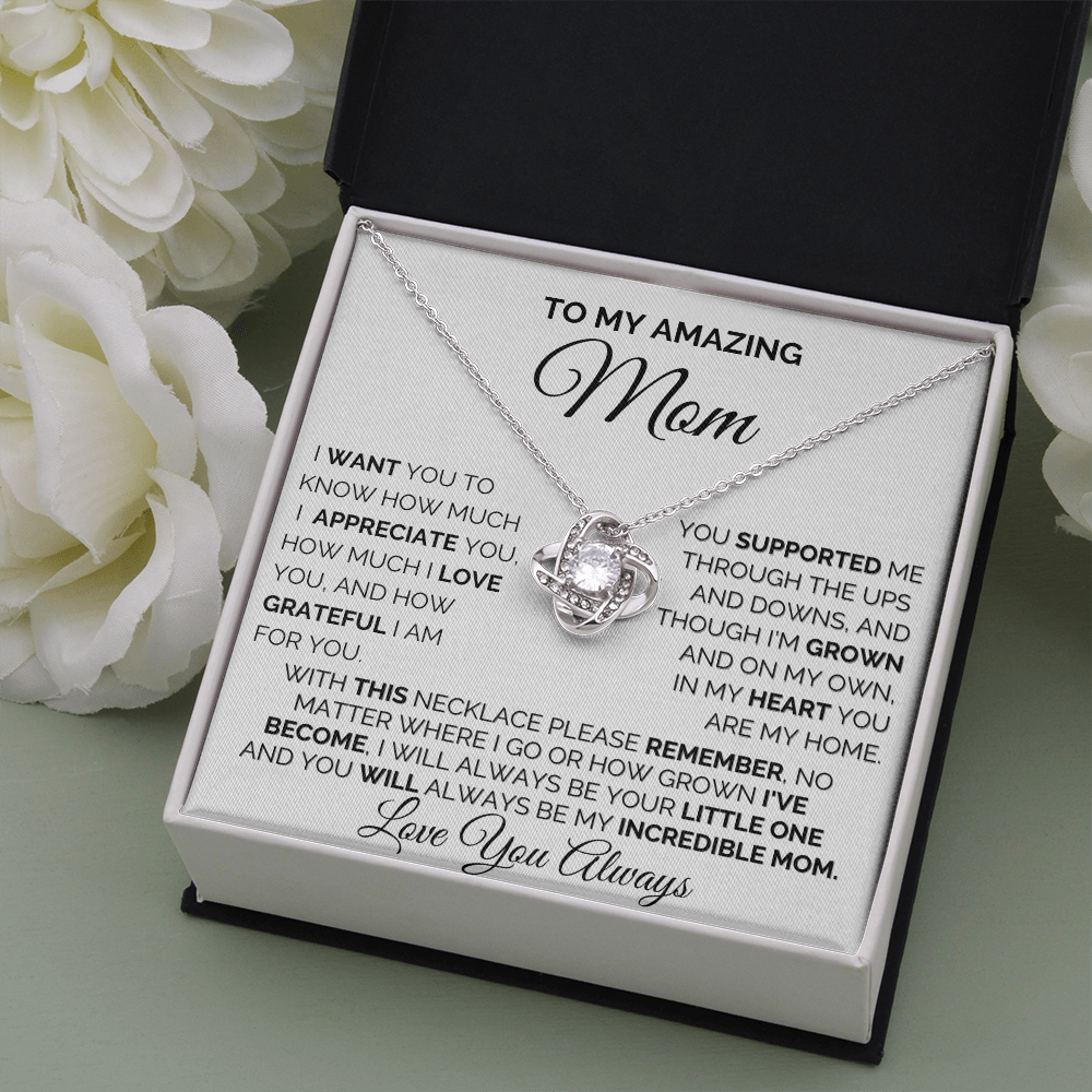 Gift for Mom| Mother's Day, Birthday Gift, Love Knot Necklace Jewelry w/ Custom Message Card, 418HM