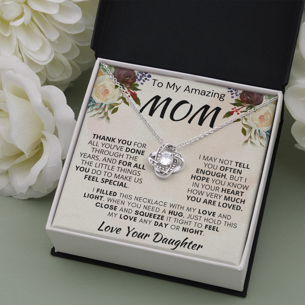 Gift for Mom| 'Thank you, Love Your Daughter,' Love Knot Necklace, 227TY.1Mb
