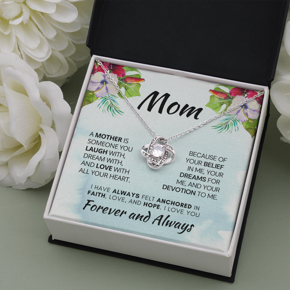 Gift for Mom| Birthday, Mother's Day Gift, Love Knot Necklace Jewelry w/ Custom Message Card, 311AMmo