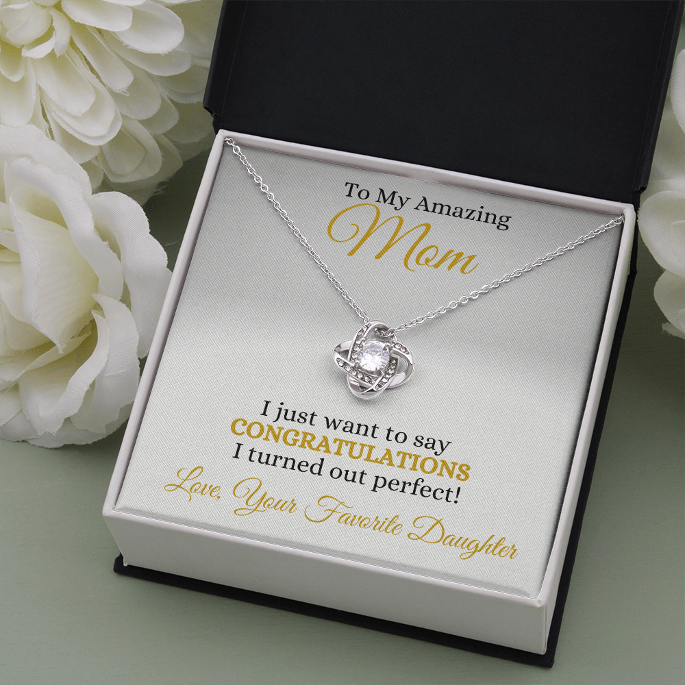 Best Mom Gift| Love Knot Necklace w/ Custom Message Card,  'Congratulations',311COND3