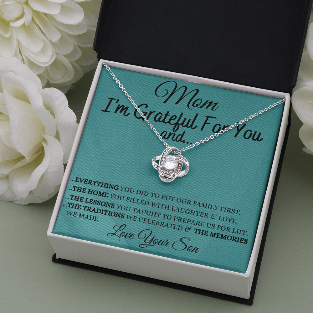 Gift for Mom| Mother's Day, Birthday Gift, Love Knot Necklace Jewelry w/ Custom Message Card, 424eGFS