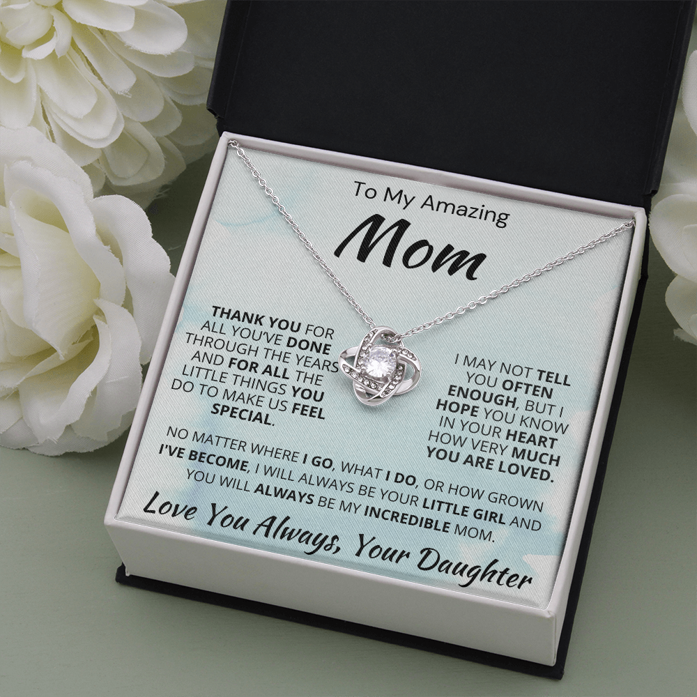 Best Mom Gift| Love Knot Necklace w/ Custom Message Card, Best Mom Gift| Love Knot Necklace w/ Custom Message Card, 'Thank You', 406TYD1