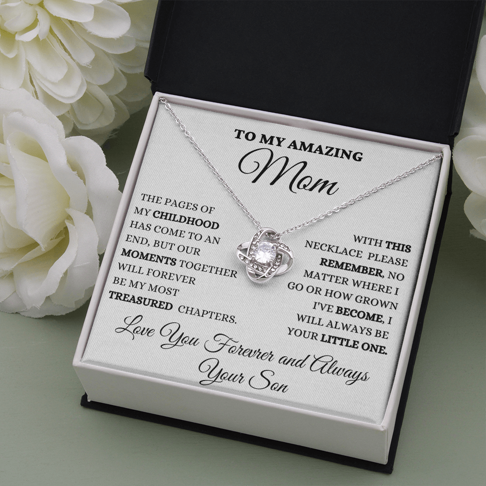 Gift for Mom| Mother's Day, Birthday Gift, Love Knot Necklace Jewelry w/ Custom Message Card, 418MCS1