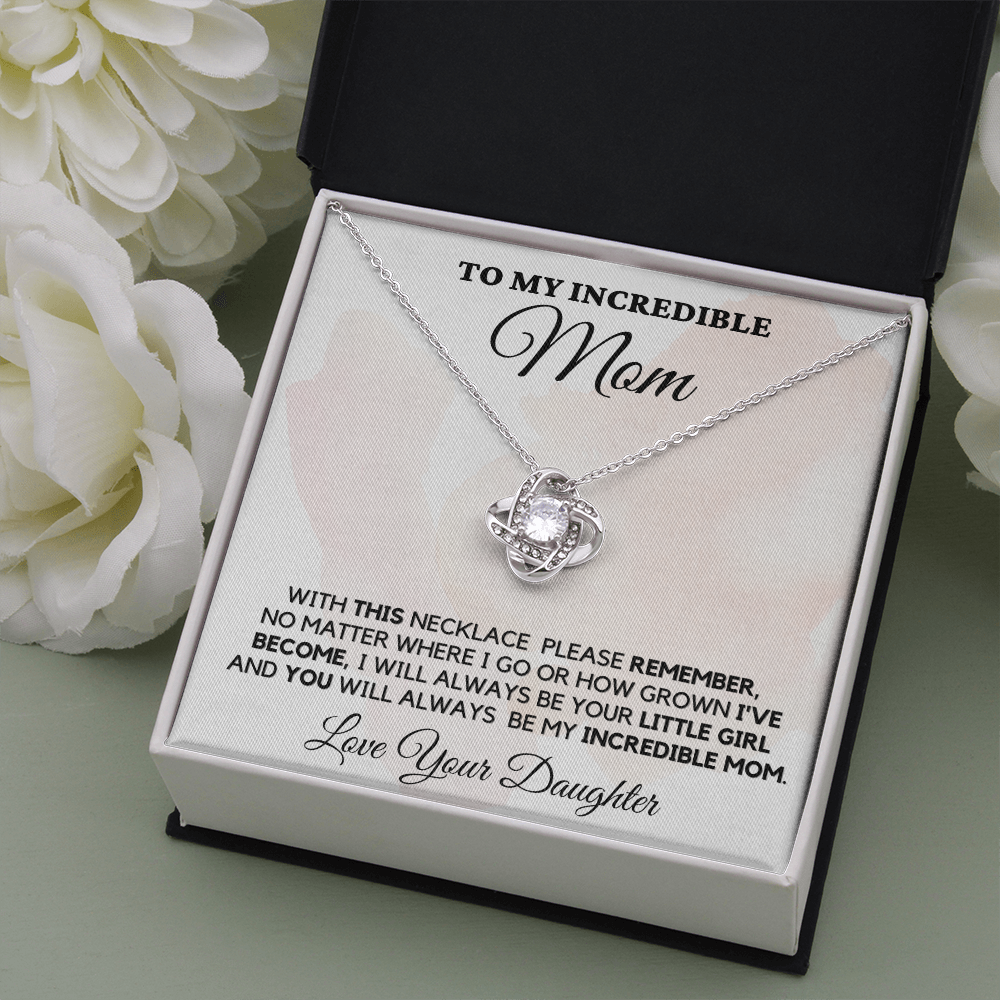 Gift for Mom| Mother's Day, Birthday Gift, Love Knot Necklace Jewelry w/ Custom Message Card, 416TND1c