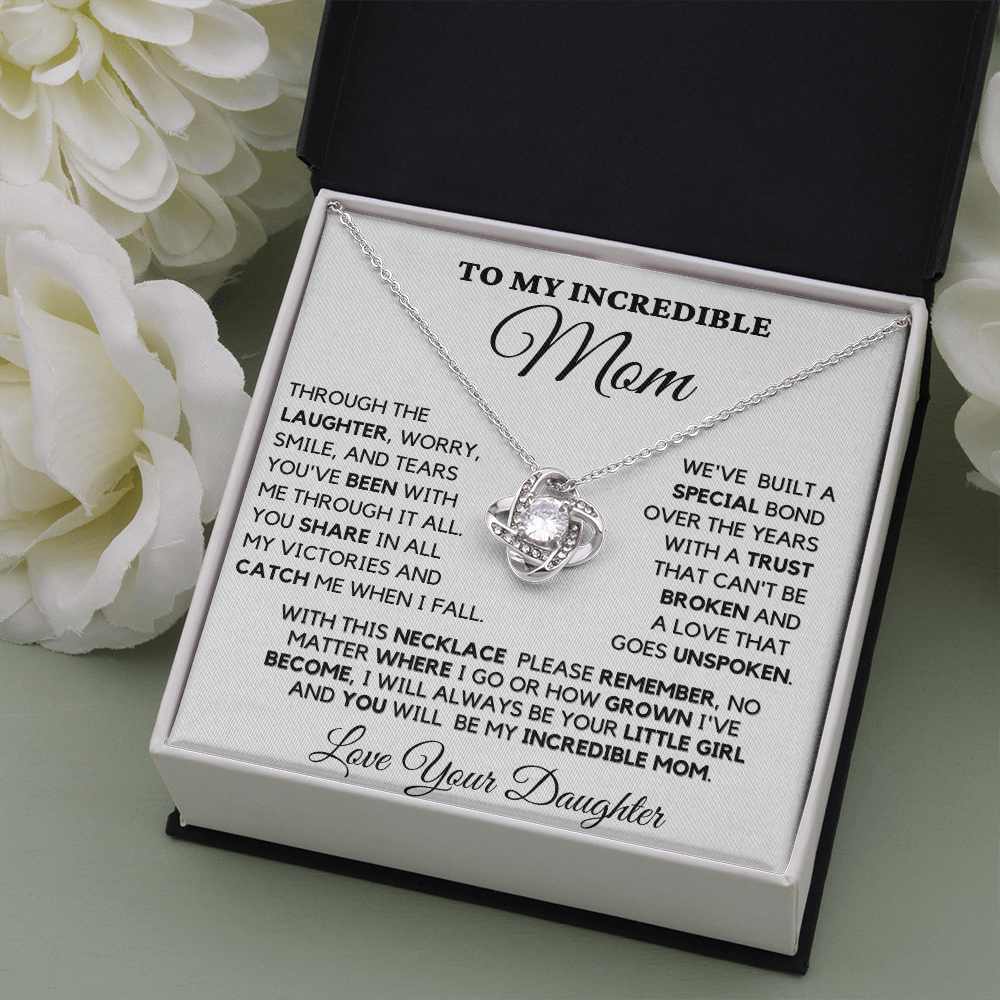 Gift for Mom| Mother's Day, Birthday Gift, Love Knot Necklace Jewelry w/ Custom Message Card, 418LWD1