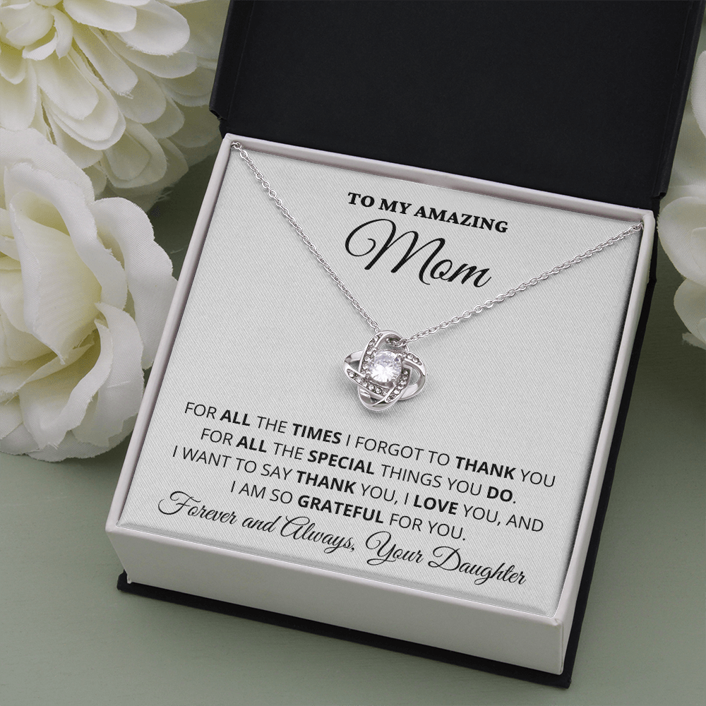 Gift for Mom| Mother's Day, Birthday Gift, Love Knot Necklace Jewelry w/ Custom Message Card, 418ATD