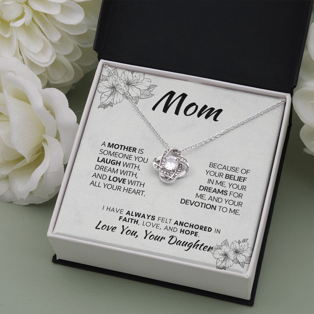 Gift for Mom| Birthday, Mother's Day Gift, Love Knot Necklace Jewelry w/ Custom Message Card. 311AMdfb