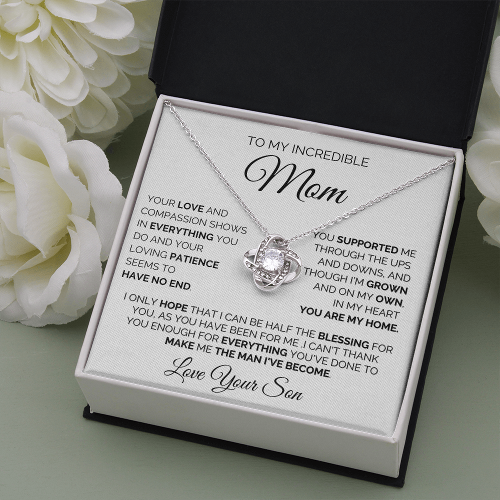 Gift for Mom| Birthday, Mother's Day Gift, Love Knot Necklace Jewelry w/ Custom Message Card, 330YLS2