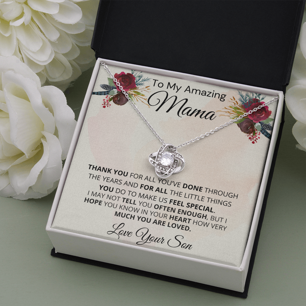 Gift for Mama| 'Thank you, Love Your Son,' Love Knot Necklace 227TYMe