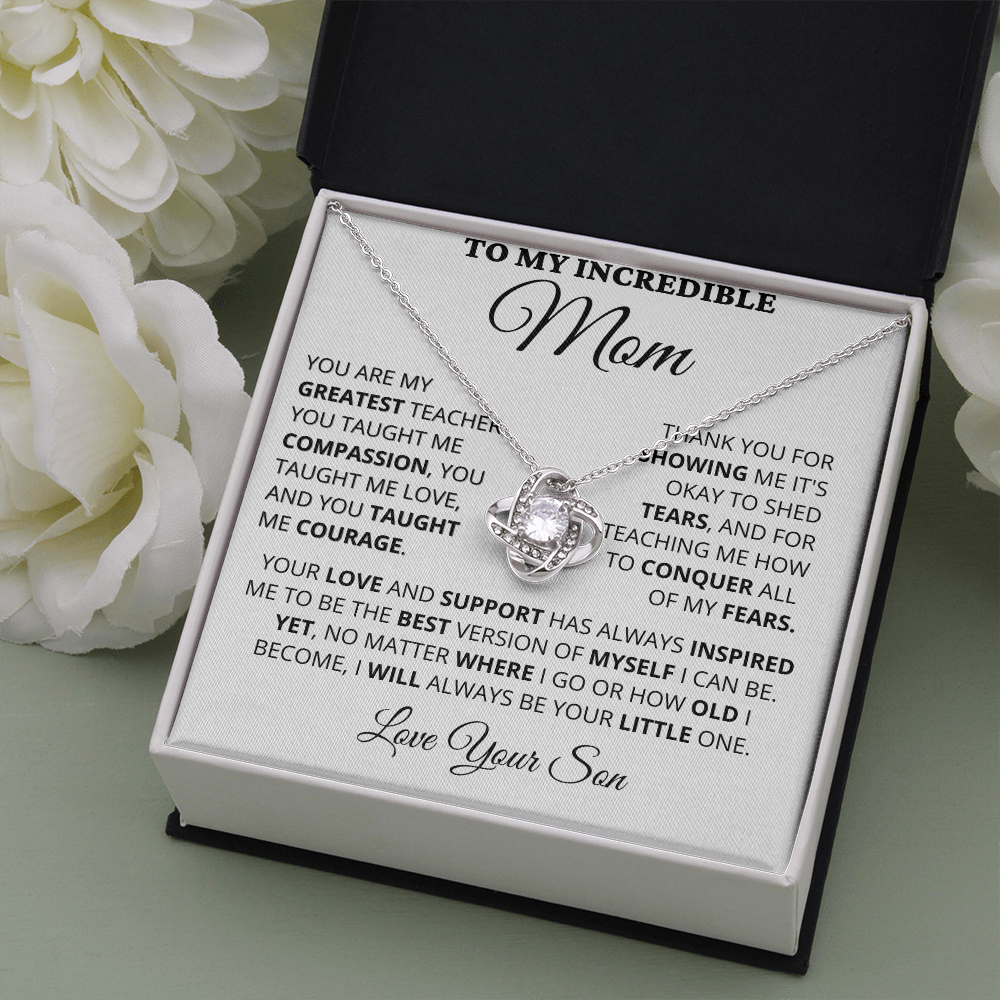 Gift for Mom| Mother's Day, Birthday Gift, Love Knot Necklace Jewelry w/ Custom Message Card, 416GTS