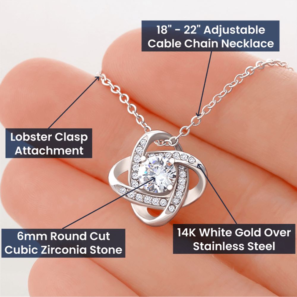 Gift for Mom| Birthday, Mother's Day Gift, Love Knot Necklace Jewelry w/ Custom Message Card, 'Their Child's Hand', 409CHSe