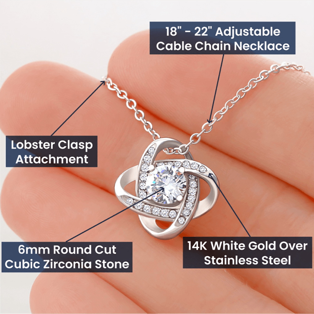 Best Mom Gift| Love Knot Necklace w/ Custom Message Card, 'Congratulations',311CON1