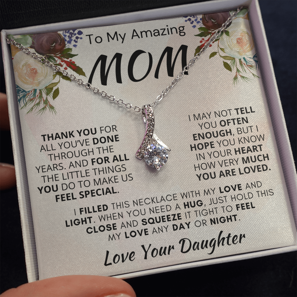 Gift for Mom| 'Thank You, Love Your Daughter,' Alluring Beauty Necklace,' 227TY.1Mb