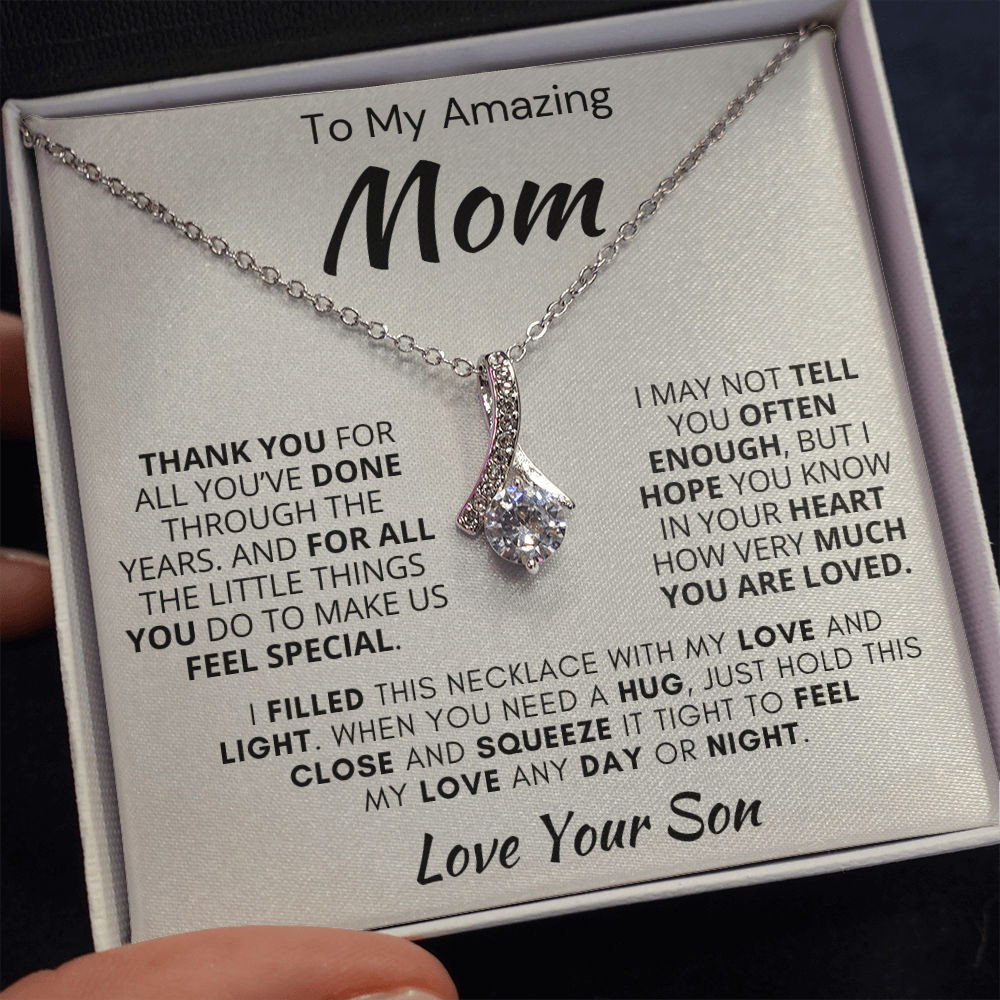Gift for Mom| 'Thank you..Your Son' , Alluring Beauty Necklace, 227TY.1Mfb