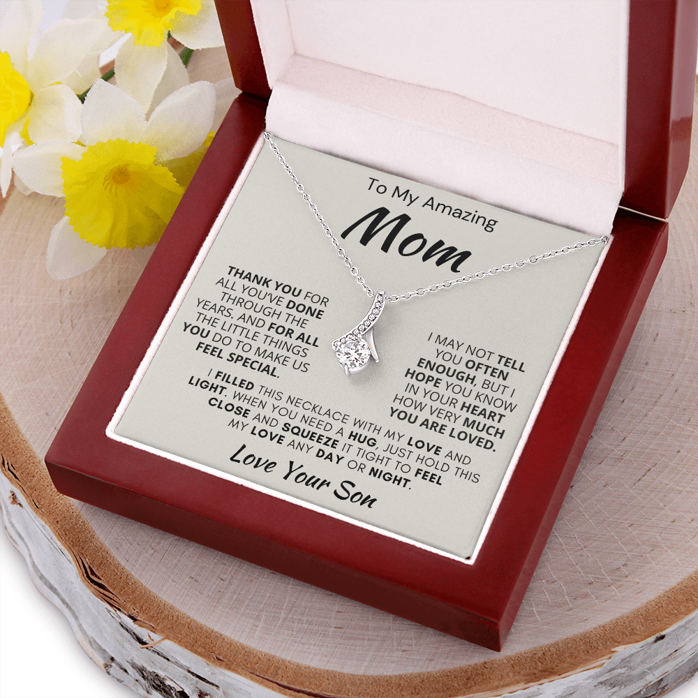 Gift for Mom| 'Thank you..Your Son' , Alluring Beauty Necklace, 227TY.1Mfb