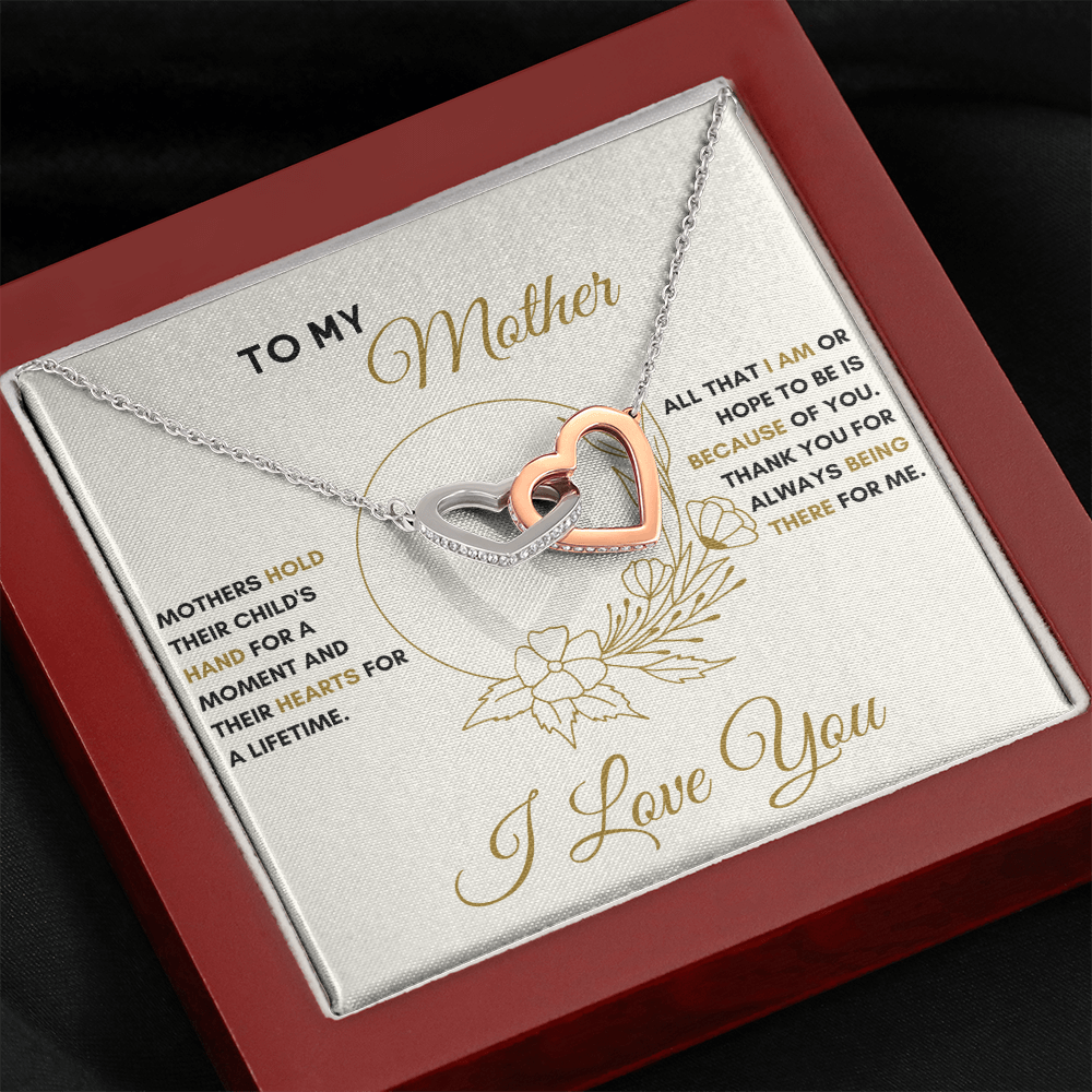 Gift for Mom, Interlocking Hearts Necklace, 'Hold Child's Hand' 220HCHAC