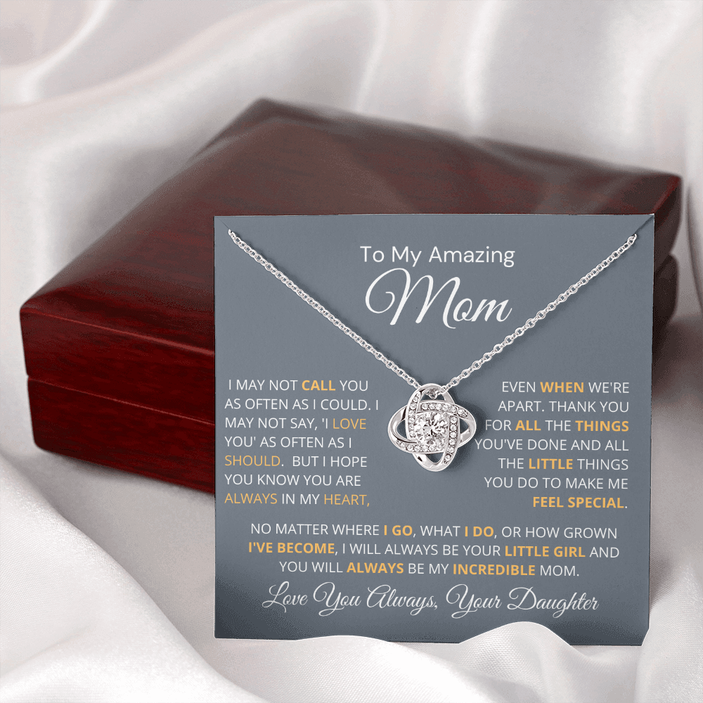Best Mom Gift| Love Knot Necklace w/ Custom Message Card, 'Call You', 406CYDFB
