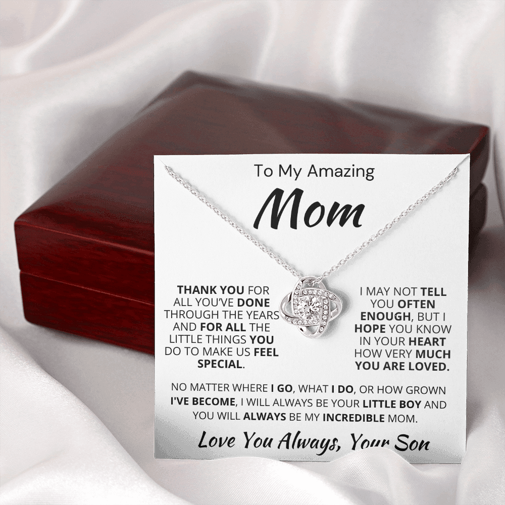 Best Mom Gift| Love Knot Necklace w/ Custom Message Card, 'Thank You', 406TYSfb