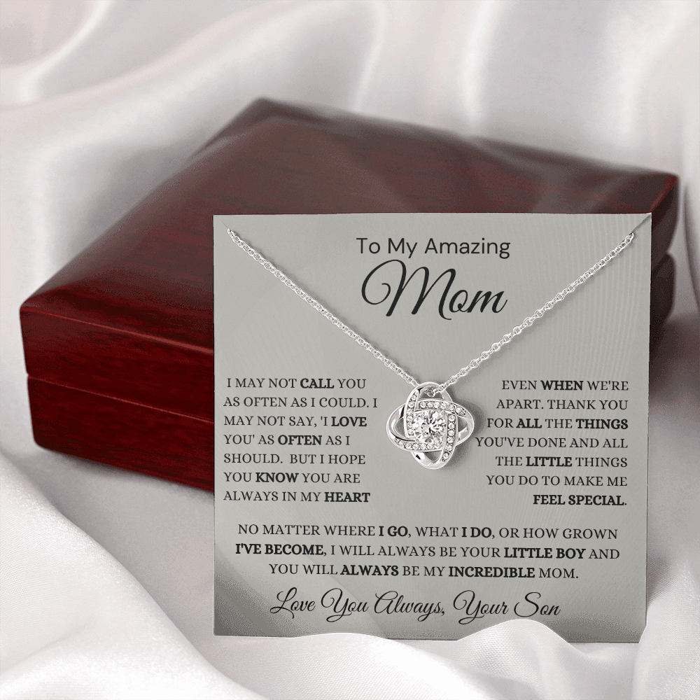 Best Mom Gift| Love Knot Necklace w/ Custom Message Card, 'Call You', 406CYS1