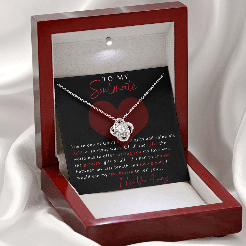 Soulmate Gift, Love Knot Necklace-God's Gift, Black