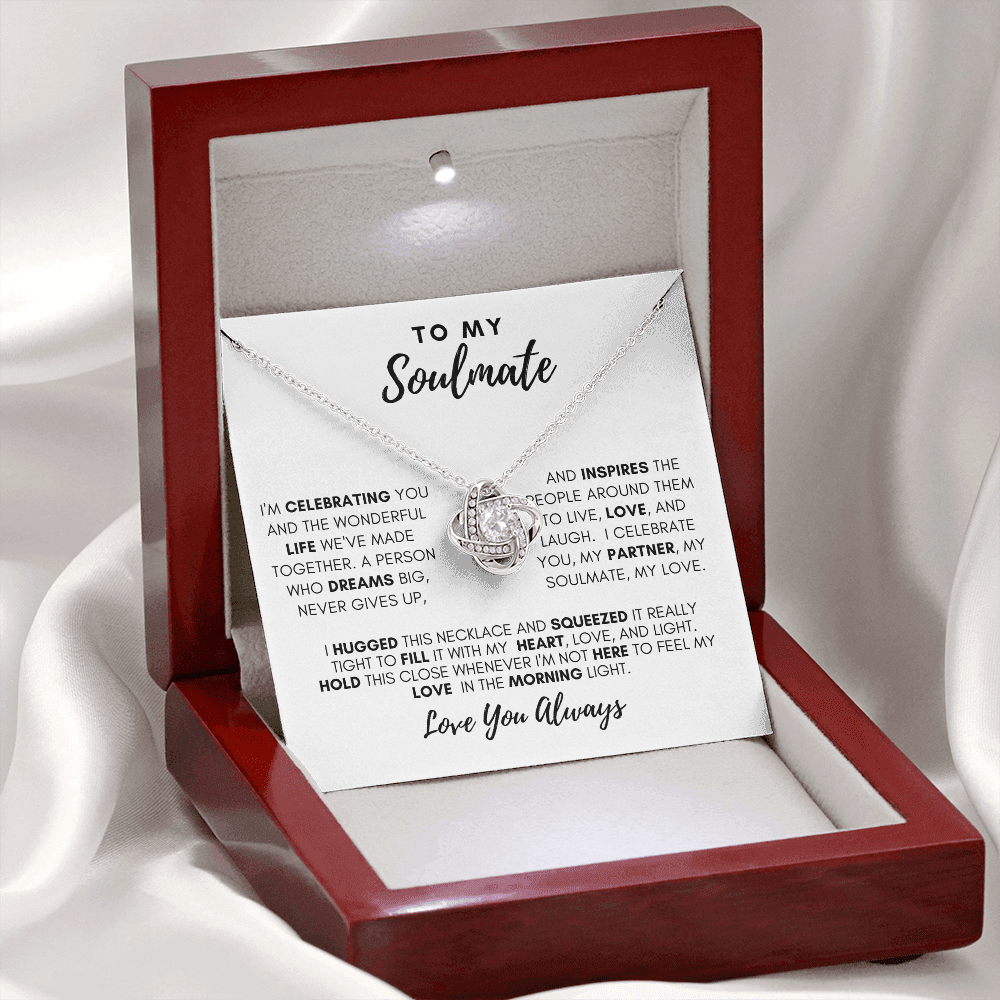 Soulmate Gift, Love Knot Necklace-Celebrate, White