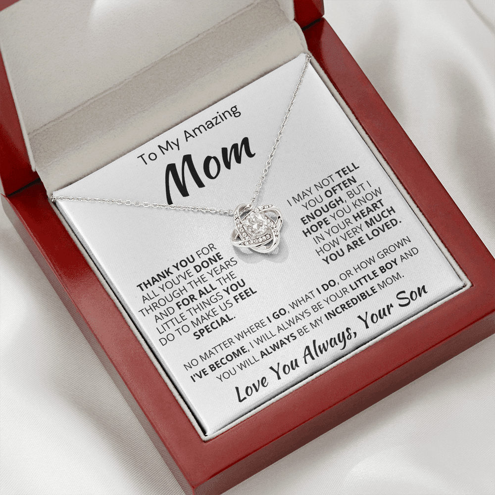 Best Mom Gift| Love Knot Necklace w/ Custom Message Card, 'Thank You', 406TYSfb