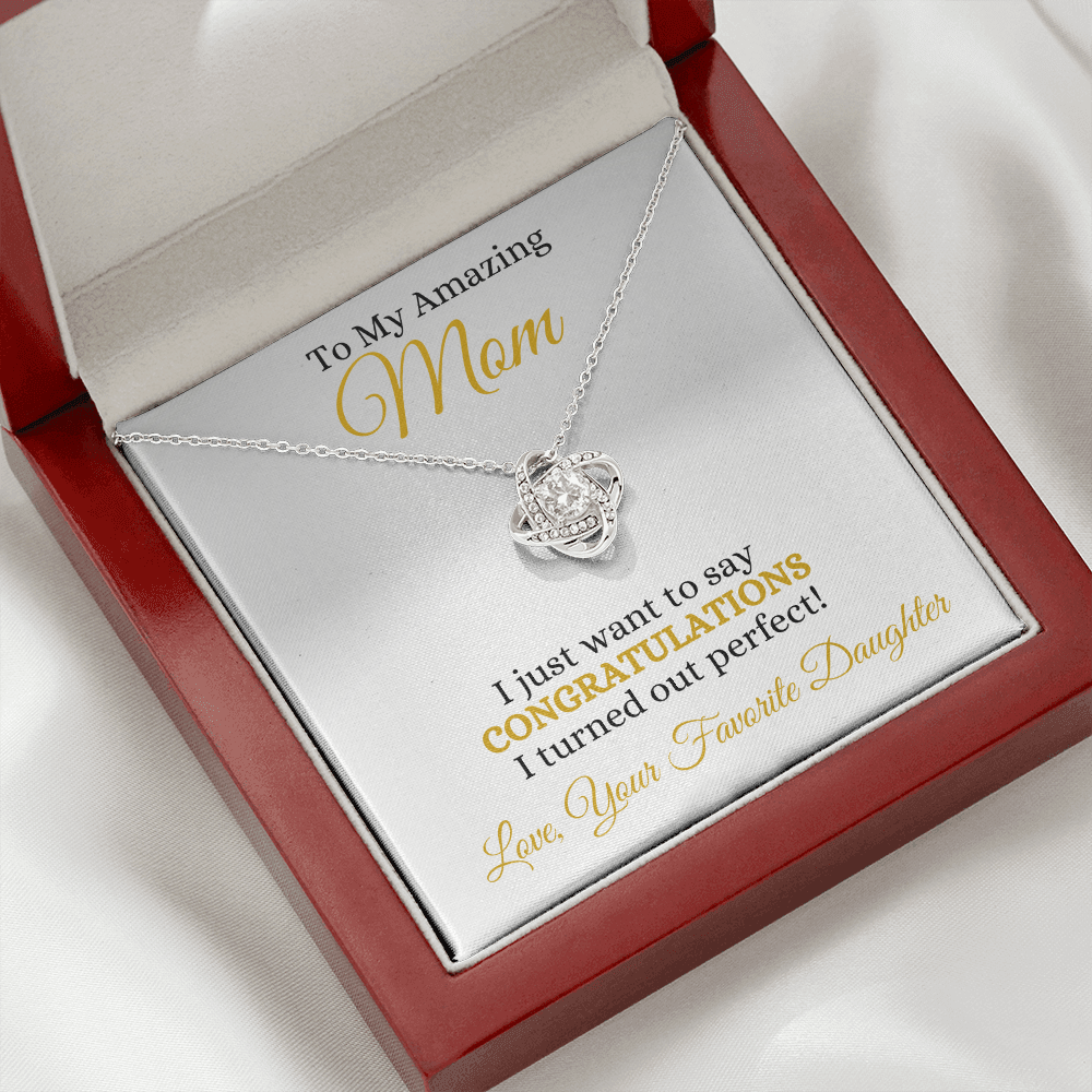 Best Mom Gift| Love Knot Necklace w/ Custom Message Card,  'Congratulations',311COND3