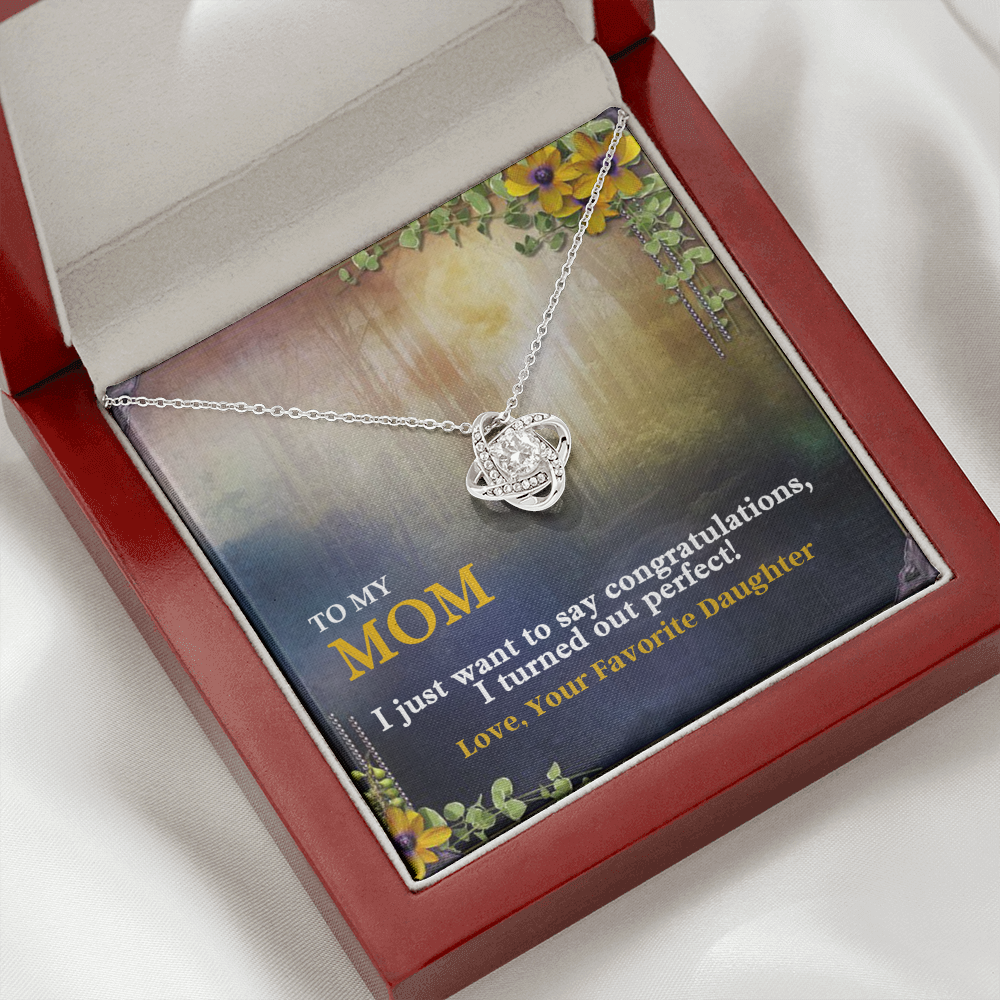 Best Mom Gift| Love Knot Necklace w/ Custom Message Card, 'Congratulations',311COND1