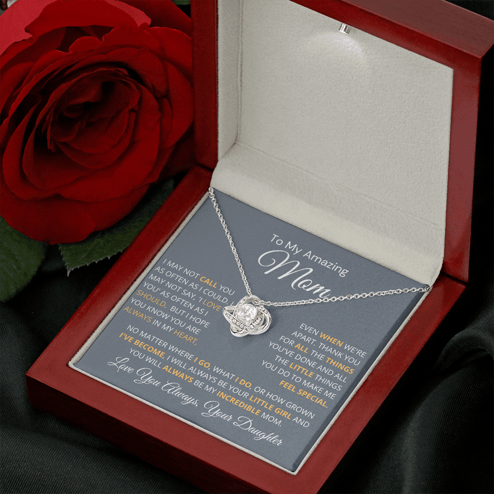 Best Mom Gift| Love Knot Necklace w/ Custom Message Card, 'Call You', 406CYDFB