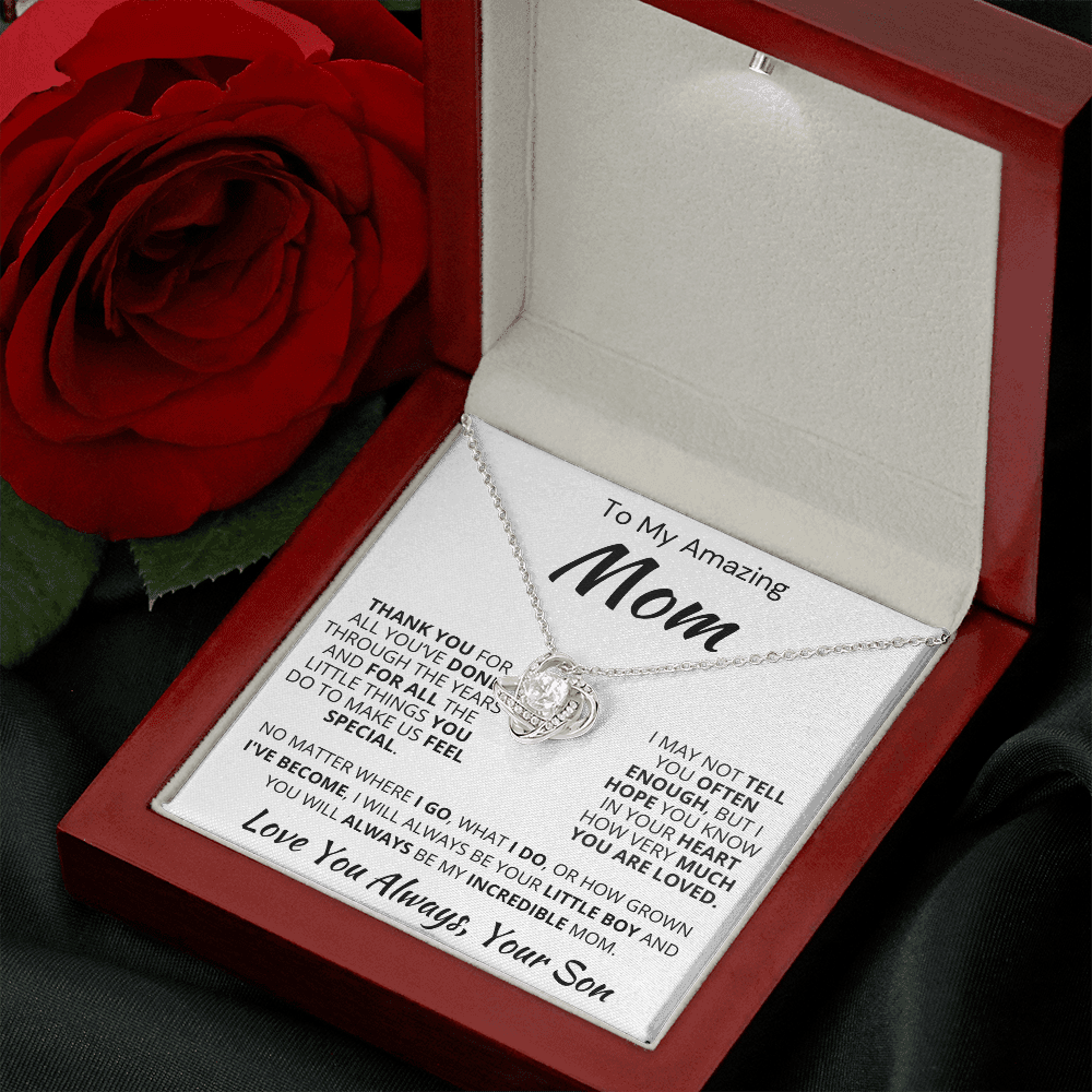 Best Mom Gift| Love Knot Necklace w/ Custom Message Card, 'Thank You', 406TYSfb