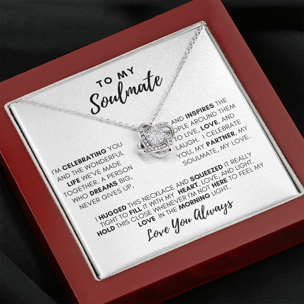 Soulmate Gift, Love Knot Necklace-Celebrate, White