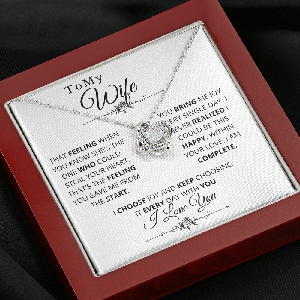 Gift for Wife, Love Knot Necklace-Choose Joy, wv1