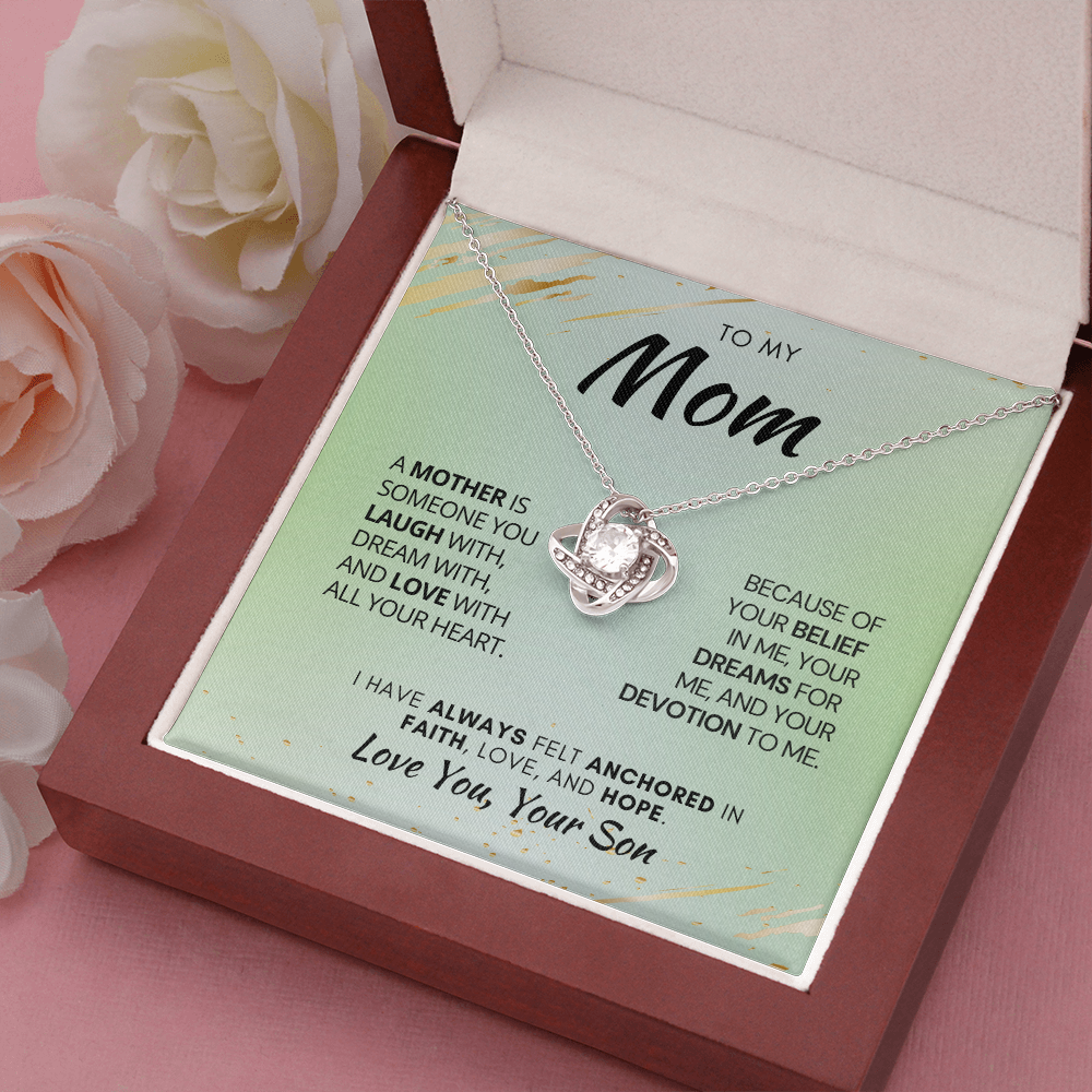Gift for Mom| Birthday, Mother's Day Gift, Love Knot Necklace Jewelry w/ Custom Message Card, 311AMsmo2