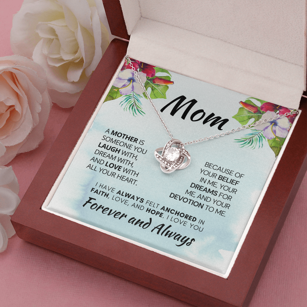 Gift for Mom| Birthday, Mother's Day Gift, Love Knot Necklace Jewelry w/ Custom Message Card, 311AMmo