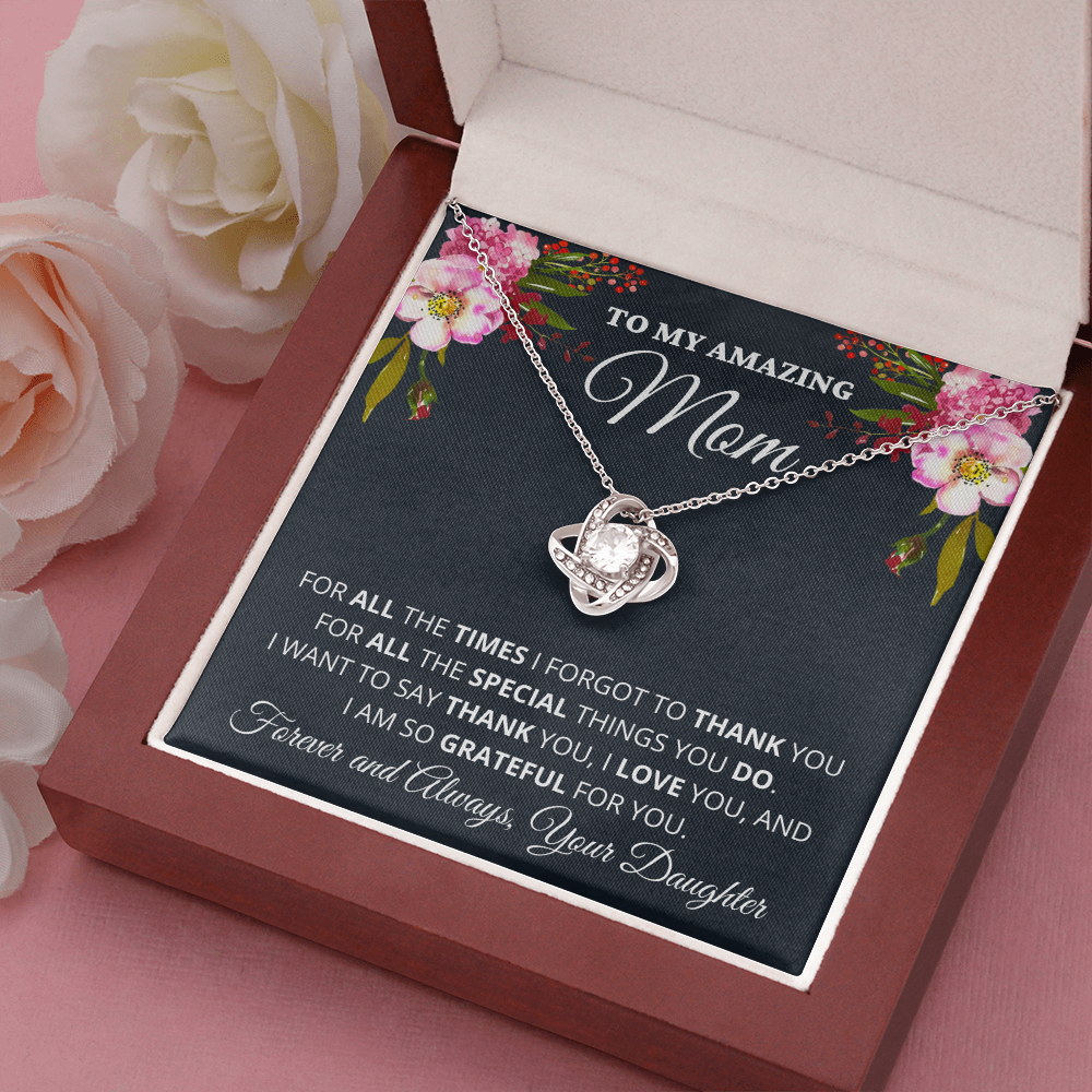 Gift for Mom| Mother's Day, Birthday Gift, Love Knot Necklace Jewelry w/ Custom Message Card, 424eATD