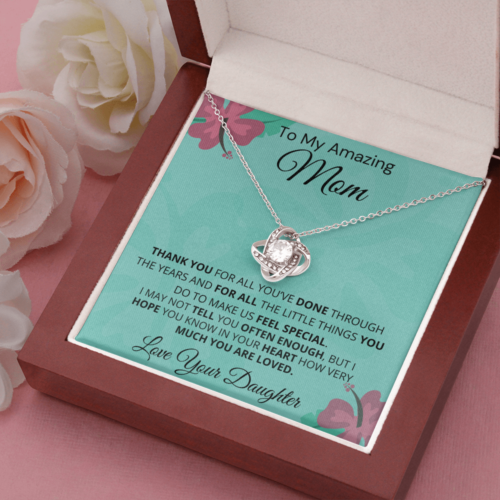 Gift for Mom| 'Thank you, Love Your Daughter,' Love Knot Necklace227TYMa