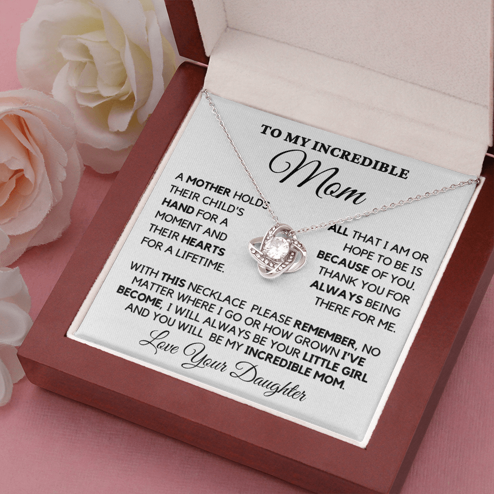 Gift for Mom| Mother's Day, Birthday Gift, Love Knot Necklace Jewelry w/ Custom Message Card,,416CHD