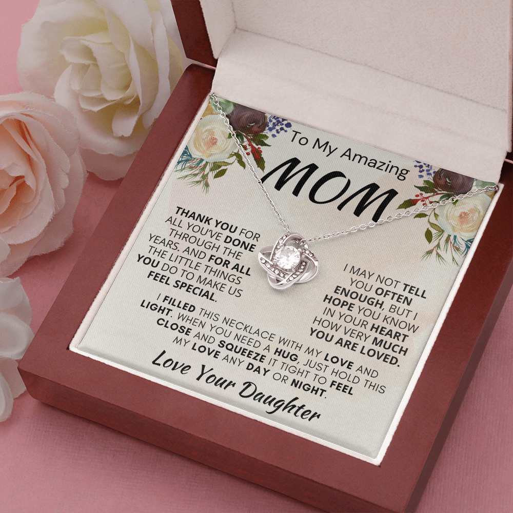 Gift for Mom| 'Thank you, Love Your Daughter,' Love Knot Necklace, 227TY.1Mb