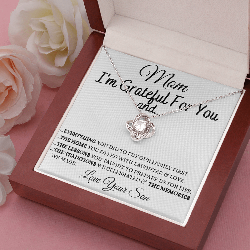 Gift for Mom| Mother's Day, Birthday Gift, Love Knot Necklace Jewelry w/ Custom Message Card, 418GFS
