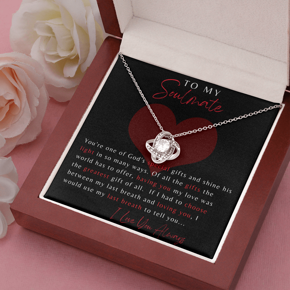 Soulmate Gift, Love Knot Necklace-God's Gift, Black