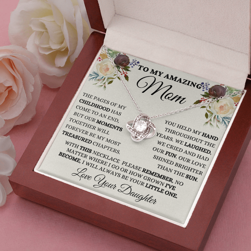 Gift for Mom| Mother's Day, Birthday Gift, Love Knot Necklace Jewelry w/ Custom Message Card,