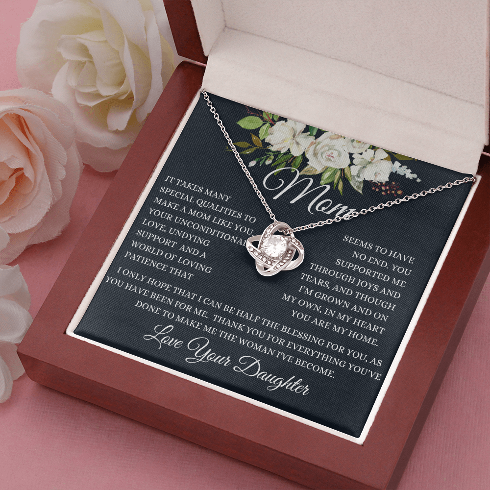 Best Mom Gift| Birthday Mother’s Day Gift, Love Knot Necklace w/ Custom Message Card,316SQa