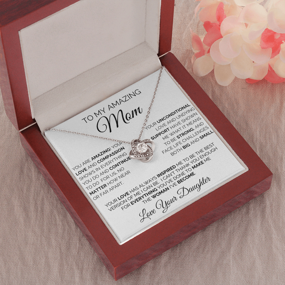 Gift for Mom| Birthday, Mother's Day Gift, Love Knot Necklace Jewelry w/ Custom Message Card. 330AMD2