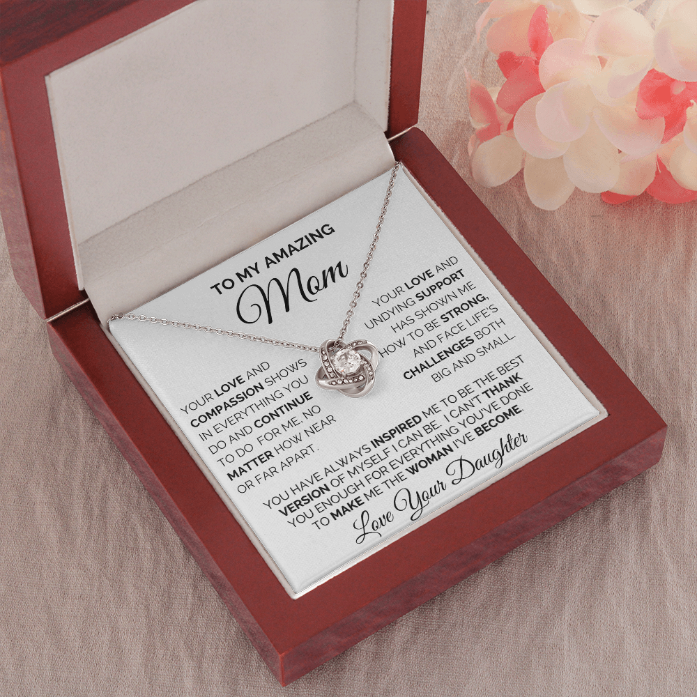 Gift for Mom| Mother's Day, Birthday Gift, Love Knot Necklace Jewelry w/ Custom Message Card, 418LCD1