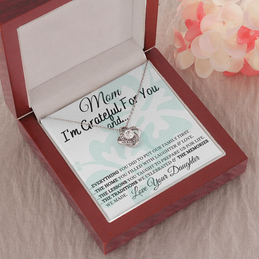 Gift for Mom| Mother's Day, Birthday Gift, Love Knot Necklace Jewelry w/ Custom Message Card, 424eGFD