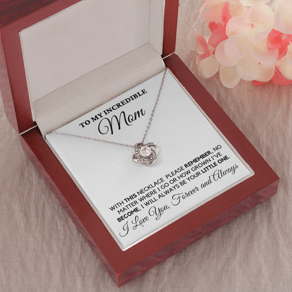 Gift for Mom| Mother's Day, Birthday Gift, Love Knot Necklace Jewelry w/ Custom Message Card, 418TN1