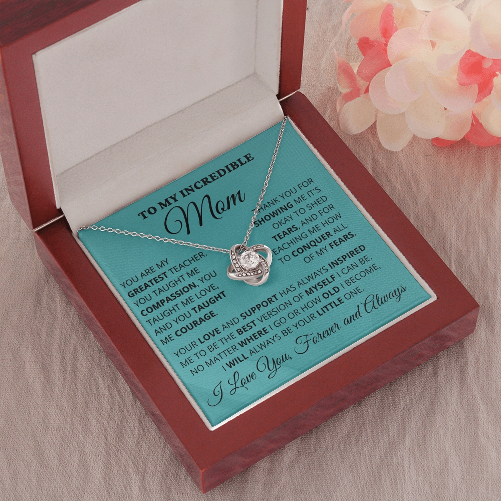 Gift for Mom| Mother's Day, Birthday Gift, Love Knot Necklace Jewelry w/ Custom Message Card, 414eGT1